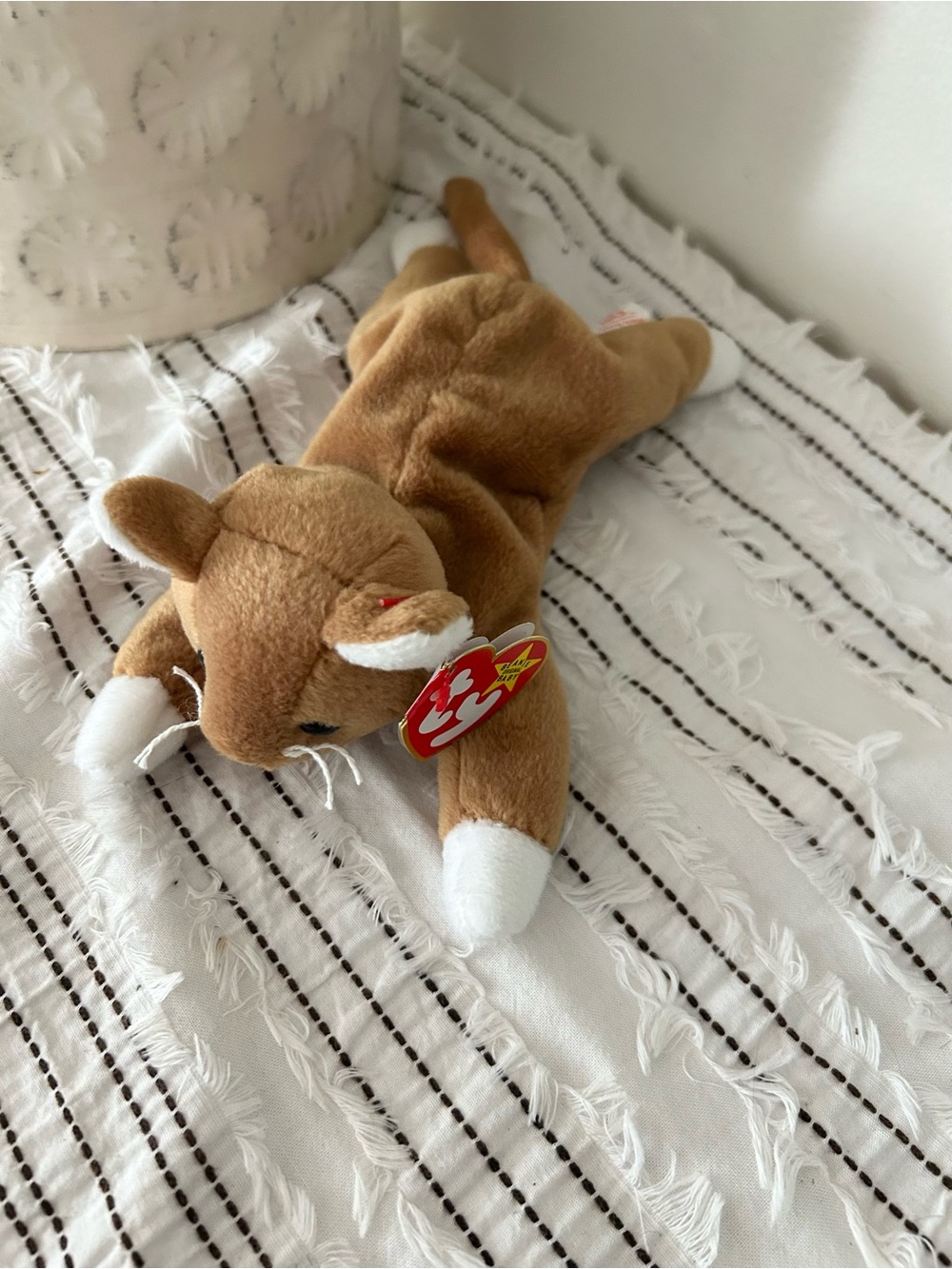 Vintage 1994 Ty Beanie Baby Nip the Cat Tan Brown Plush